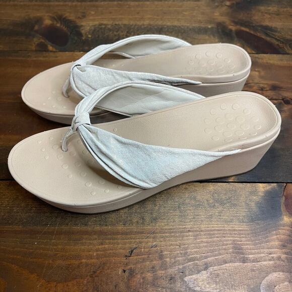 Vionic Atlantic Arabella Platform Wedge Sandal Champagne Sparkle Suede Womens 11 - Picture 5 of 9